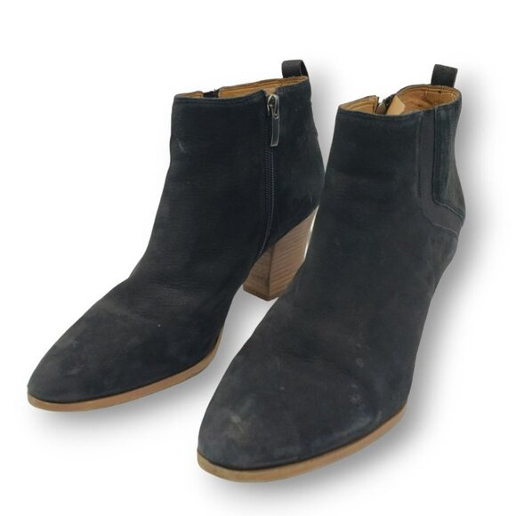 Franco Sarto Atlas Suede Ankle Zip Bootie Womens 10 Black - Picture 4 of 9